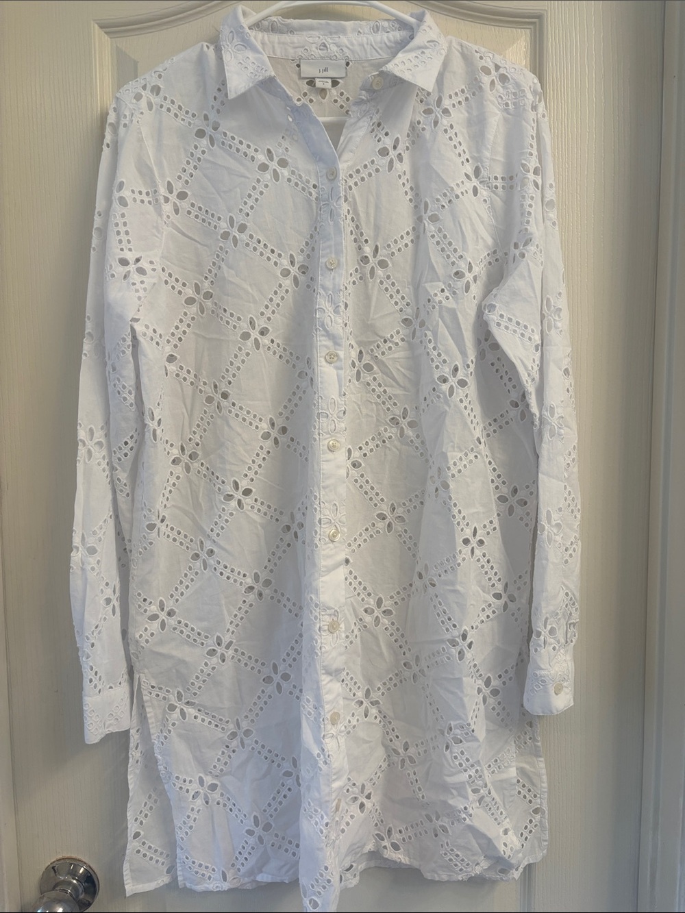J. Jill White Eyelet Button-Down Shirt NWOT